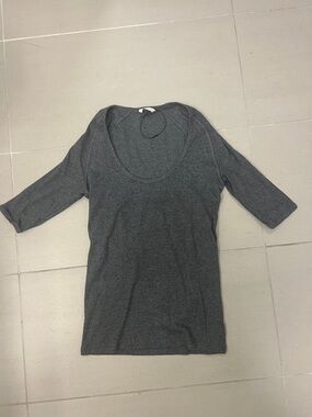 Zara Charcoal Scoop Neck 3/4 Sleeve Top